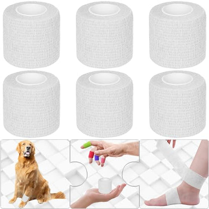 6 Pack White Self Adhesive Bandage Wrap 2 Inches x 5 Yards - color: White, size: 2 Inch