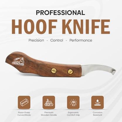 Equine Care Left-Handed Farrier Hoof Knife, Sheesham Wood Handle - style: Left Handed