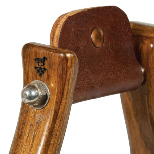 Professional's Choice Wood Horse Riding Stirrups | Leather Tread, Stainless Steel Hardware, Smoothed Edges, Glossy Western Finish - color: Medium Wood, size: 2"