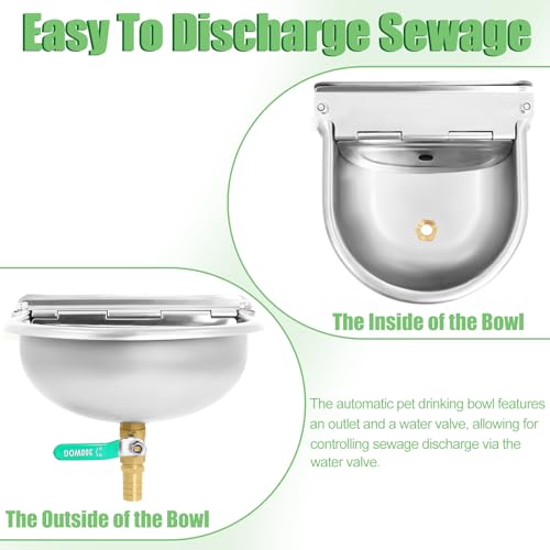 Automatic Livestock Water Bowl with Float Valves, Animal Waterer Bowl Kit