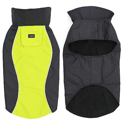 Vizpet Dog Raincoat Waterproof Coats,Dog Jacket High Visibility Warm Vest Dog Clothes for Small Medium Large Dogs(Green-XL) - size: Green-XL