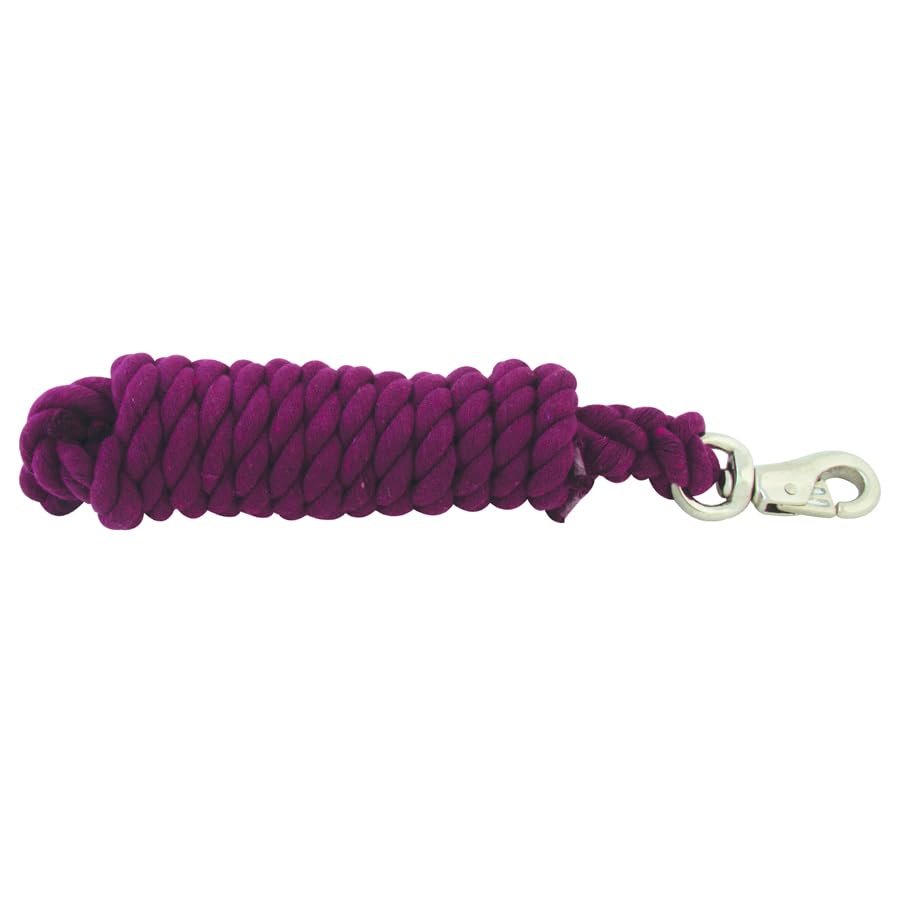 Jeffers Equine Braided Cotton Horse Lead Rope with Nickel Plated Bull Snap, 10" Long x 3/4" Thick, Equestrian Lead for Horses & Livestock, Training, Grooming, Barn, Ranch & Trailer Use - Burgundy - color: Burgundy