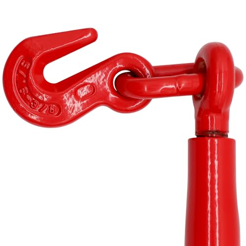 Ratchet Chain Binders 5/16" to 3/8" G70, 4 Pack Heavy Duty Load Binders with Grab Hooks, 5,400 lb Working Load Limit, Forged Steel Chain Binders for Flatbed Truck, Cargo Securement