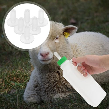Totority Goat Bottle Nipples 6 Pack Sheep Feeder Bottle Nipples for Lambs Calves & Newborn Livestock Silicone Nursing Teats with Milk Flow Valve for Barn Feeding
