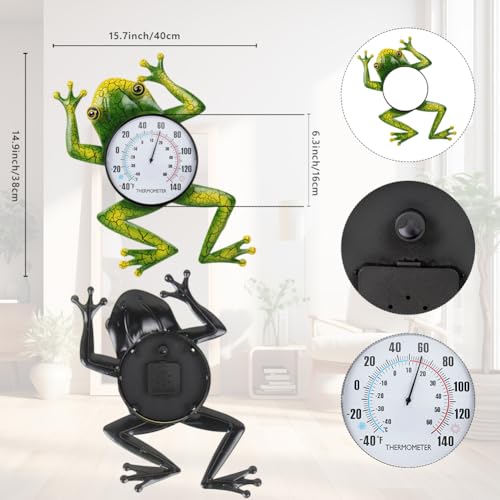 Frog Outdoor Thermometer, Metal Indoor Wall Thermometer - color: Green Frog