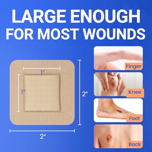 Large Waterproof Bandages 2x2 Silicone Foam Dressing Sensitive Skin, 20 PCS - style: 2"x2"(20PCS)