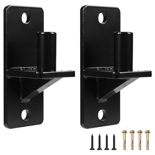 Wall Mount Gate Hinges, Black Farm Gate Hinge, 2 Pack Chain Link Fence Gate Hinge with 5/8 Hinge Pin (Screws Included), Heavy Duty Gate Hinges for Metal Gates Wooden Fences… - color: Black-2PCS