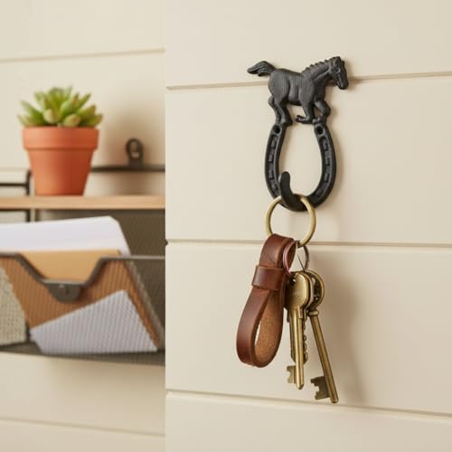 Comfy Hour 9.5 Inch Horseshoe Wall Hook, Running Horse Key Holder