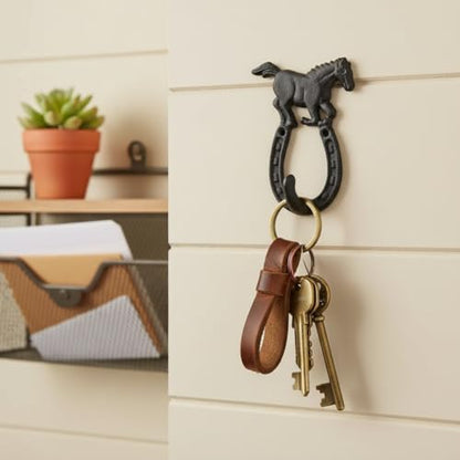 Comfy Hour 9.5 Inch Horseshoe Wall Hook, Running Horse Key Holder