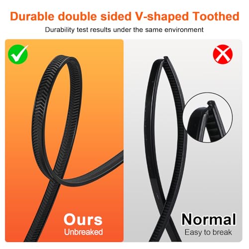 Zip Ties Heavy Duty 12 inch，V-Shaped Toothed Double Sided With 120 LBS Tensile Strength Cable Ties ，Extra Large Wire Ties Adjustable Nylon Tie Wraps for Indoor Outdoor Patented Design（100 Pack Black） - size: 12 Inch V Shaped 100 Pack （120 Lbs ）