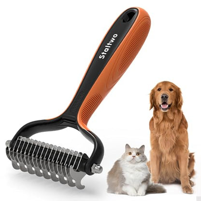 Staltwo Deshedding Dog Brush for Shedding, Undercoat Rake for Dog&Cat - color: Orange