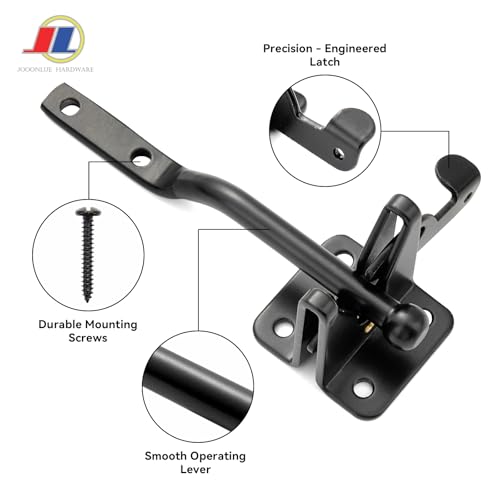 Gravity Gate Latch, Self-Locking Fence Latch, Black - size: Lightweight door