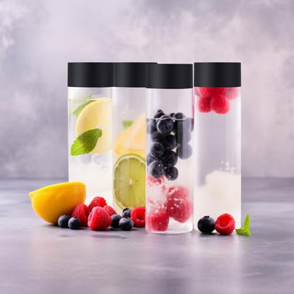 Tanlade Clear PET Plastic Sensory Bottles Empty - color: Black Lid, size: 10 fl oz (300 ml)