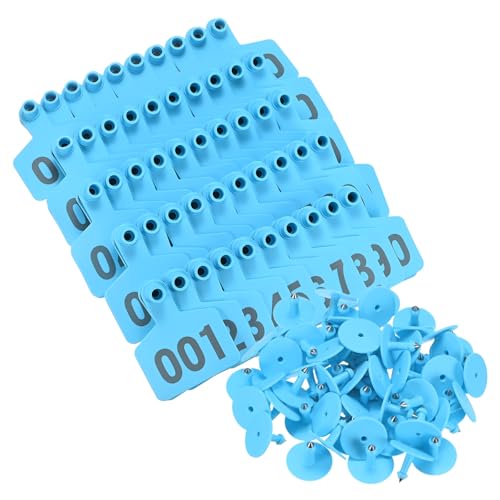M METERXITY 100-Pack Cattle Ear Tags, Numbered 001-100, Fade-Proof and Loss-Resistant TPU Livestock Tags for All Seasons, Easy to Install for Cattle/Pigs/Sheep/Goats [Blue] - color: Blue
