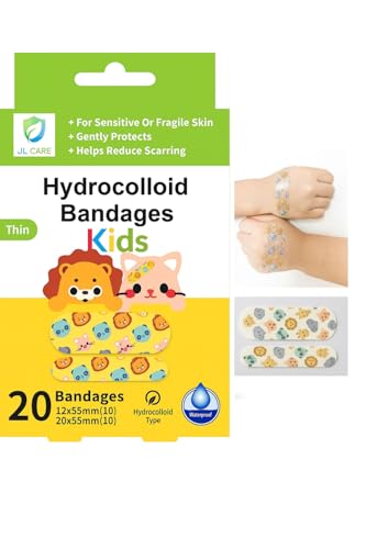 Hydrocolloid Bandage Kids | 3X Faster Healing | Reduces Scarring | Protects Against Germs | Waterproof | 100% Active Surface | Flexible Protection & Wound Care | 20 Pcs - color: 20 Count