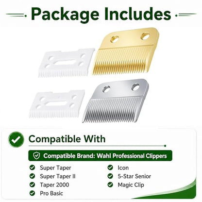 Clippers Blades Replacement Compatible with Wahl 30-15-10(#1037-400),Professional Animal Standard Adjustable Blade Set,Ceramic Dog Blade Set,2 Set(Gold/Silver) - color: Gold +Silver