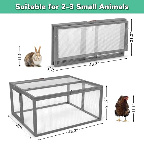 COZIWOW Chicken Coop Run Rabbit Hutch Portable Chicken Cage Pens, Gray - color: Grey