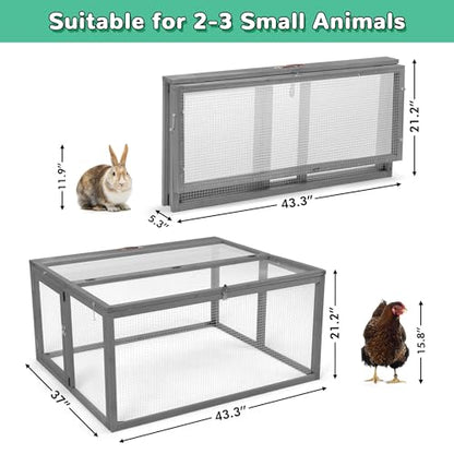 COZIWOW Chicken Coop Run Rabbit Hutch Portable Chicken Cage Pens, Gray - color: Grey