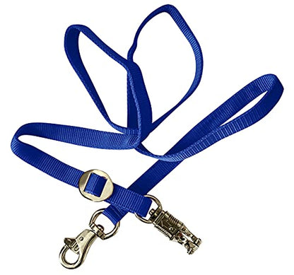 Majestic Ally Double Thick 36" to 72" Trailer Tie for Horse Haulage, Cross tie with Adjustable Buckle, Panic Snap and Bull Snap – 1" Wide by 36" to 72" Long (Royal Blue) - color: Royal Blue