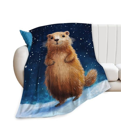 Groundhog Throw Blanket Cozy Plush Groundhog Gifts Blankets Flannel Fleece Lightweight Fuzzy Animal Blanket for Girls Women 80"X60" - color: Groundhog, size: 80"x60"