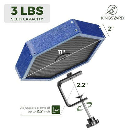 Kingsyard Clamp-On Deck Bird Feeder for Balcony Railings, No Drill - color: Blue