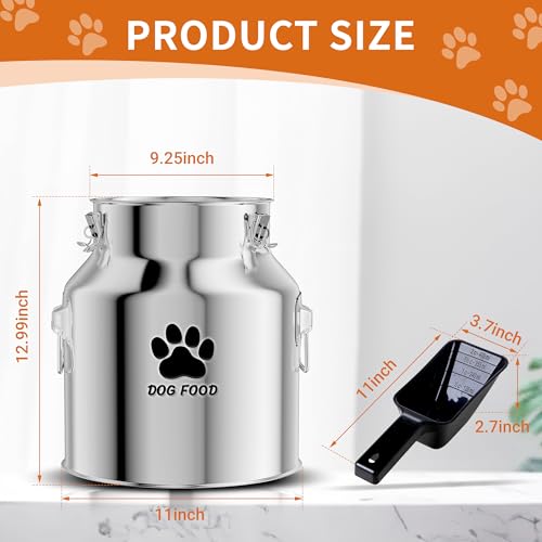 18Lbs Metal Dog Food Storage Container，Stainless Steel Dog Food Storage Container