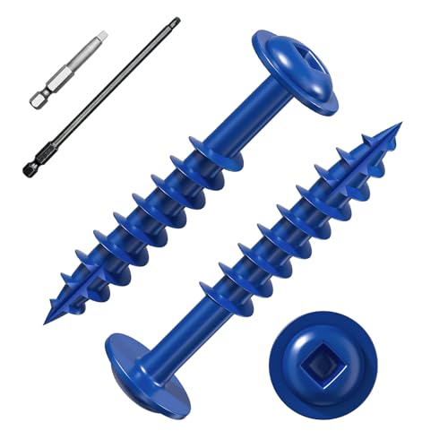 Wensilon (Blue) Pocket Hole Screws # 8 * 1-1/4" 136pcs 1lbs Square Hole Wood Screws and Round Head Square Hole self Tapping Screws are Suitable for Wooden use.150MM,60MM Drive bit Included. - color: Blue, size: 8*1-1/4"