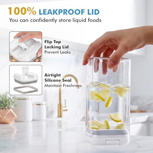 Shazo 6 PC 1.2L Clear Plastic Airtight Pantry Storage Containers with Lids - color: Matte White