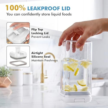 Shazo 6 PC 1.2L Clear Plastic Airtight Pantry Storage Containers with Lids - color: Matte White