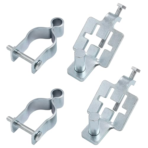 2-Pack T-Post Gate Hinge Kit, 1-5/8" Female Hinges and Hinge Pins, Galvanized Steel, 200° Swing for Chain Link/Metal Gates, Farm & Garden