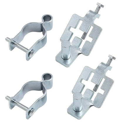 2-Pack T-Post Gate Hinge Kit, 1-5/8" Female Hinges and Hinge Pins, Galvanized Steel, 200° Swing for Chain Link/Metal Gates, Farm & Garden