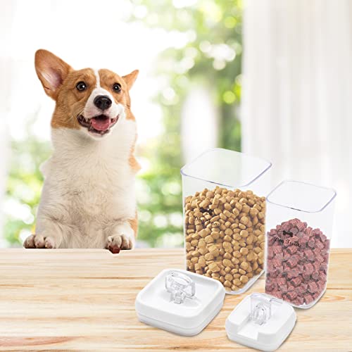 Pethiy Dog Food and pet Treats Storage Container - Clear Plastic - airtight Storage Canister Tins cookie pet jars(2 Pack set) - color: DOG White