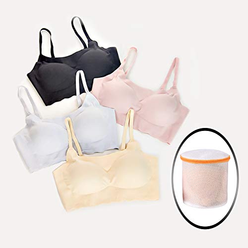 BAGAIL Laundry Bags Mesh Wash Bag for Intimates Lingerie and Delicates,4Pcs(Bra Wash Bag,6×6inch+7×7inch) - color: Pearl White-Fine Mesh, size: 4 Bra Wash Bags