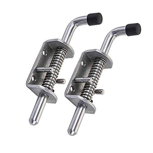 2 Pack Heavy Duty Stainless Steel Spring Loaded Barrel Bolt Latch Lock,Latch Pin for Door Shed Gate or Tailgate Trailer Garage