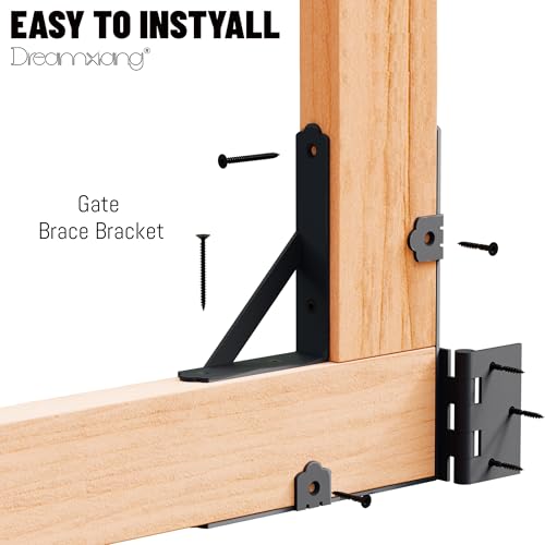 Gate Corner Brace Bracket Anti Sag Gate Frame Kit with Self-Locking Latch