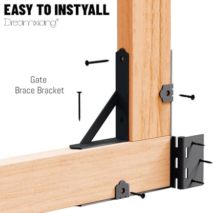 Gate Corner Brace Bracket Anti Sag Gate Frame Kit with Self-Locking Latch