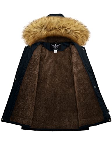 YXP Women's Winter Thicken Military Parka Jacket Warm Fleece Cotton Coat with Fur Hood - size: Large