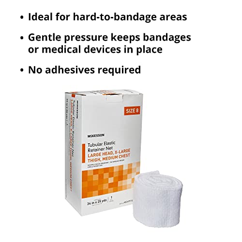 McKesson Tubular Elastic Retainer Net Dressing, Non-Sterile, Head, Thigh, Chest, Size 8, 34 in x 25 yd, 1 Count, 2 Pack - size: Size 8 1 Count (Pack of 2)