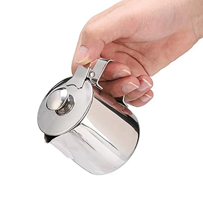 Milk Frothing Pitcher Stainless Steel Coffee Milk Frother Cup Mug Foam Making Jug with Lid for Making Espresso Cappuccino Latte Hot Chocolate (350ml) - size: 350ml
