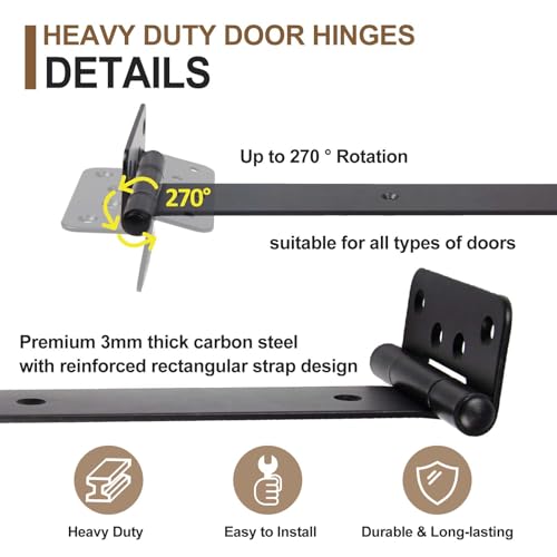 4 Pack 13" Large Heavy Duty Gate Hinges Gate Tee Hinge - color: T-strap, size: 11 Inch - 4 Pcs