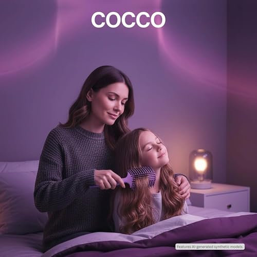 COCCO Aura Vent Boar Brush, Dual-Curved Design for Faster Drying - color: Purple