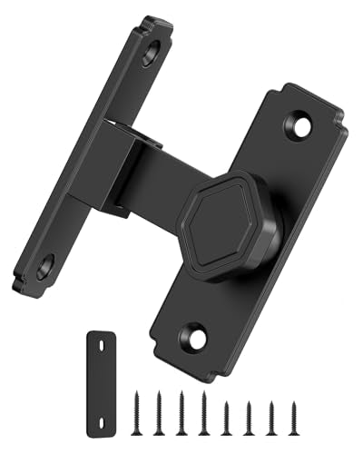 90 Degree Barn Door Lock, Rustproof Sliding Gate Latch, Black 1Pc - color: Black-1PC