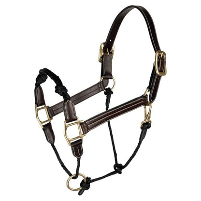 Schneiders Leather and Rope Nose Combo Control Halter for Horses | Breakaway Safety Crown | Rope Nose for Responsiveness - size: Cob