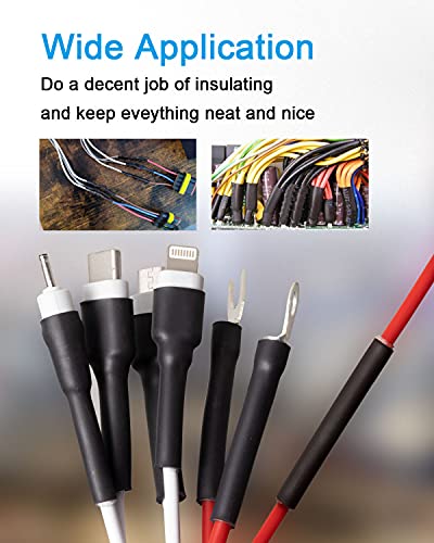 280pcs 3:1 Dual Wall Adhesive Heat Shrink Tubing Kit, 5 Sizes (Diameter): 3/8, 1/4, 3/16, 1/8, 3/32-inch, Marine Cable Wire Sleeve Tube Wrap Assortment with Storage Case for DIY by MILAPEAK (Black)