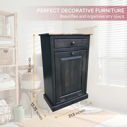 Peaceful Classics Wooden Tilt Out Trash Cabinet with Drawer, Mocha - color: Mocha, style: With Drawer