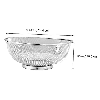 Stainless Steel Mesh Colander Fine Mesh Strainer for Soy Milk Kitchen Strainer for Washing Fruits and Vegetables Draining Pasta Rice and Quinoa 9.44 X 9.44 X 4.05 in