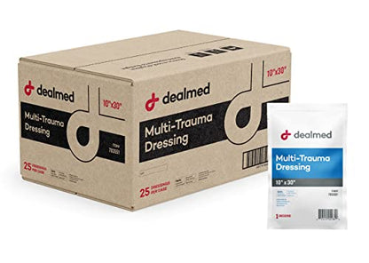 Dealmed Multi-Trauma Dressing - 10" x 30" Sterile Emergency Pad - 25 Count - size: Case of 25, style: 10" x 30"