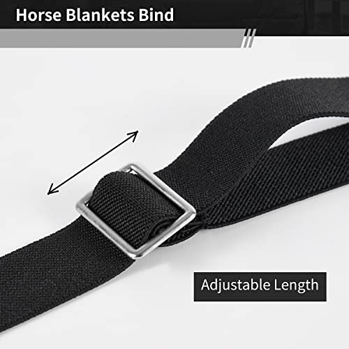 Premium Horse Blanket Sheet Leg Straps Replacement Stretchy Belly Strap with Double Swivel Snaps, Adjustable Length from 24 to 42 Inch(4 Pcs)