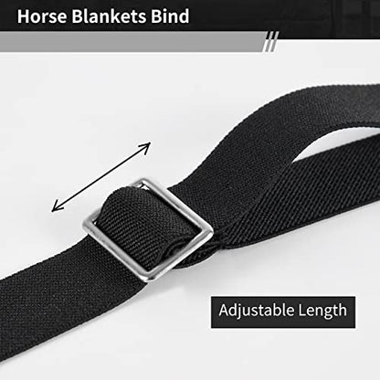 Premium Horse Blanket Sheet Leg Straps Replacement Stretchy Belly Strap with Double Swivel Snaps, Adjustable Length from 24 to 42 Inch(4 Pcs)