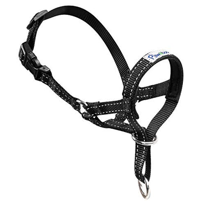 Pawaboo Dog Muzzle, Head Halter Collar for Dog Nylon Reflective Adjustable - color: Black, size: Small